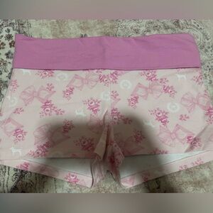 PINK Victoria's Secret High Waist Shorts - Pink Bow Print Love Shack Fancy